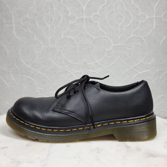 Dr Martens Derby Shoes Kids 2 Black Leather Lace Up‎ Chunky - Picture 9 of 15
